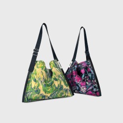 Double sided jacquard top layer cowhide tote bag