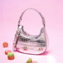 Crossbody bag Single shoulder handbag Underarm bag silver pink bag