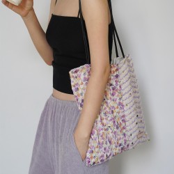 Handmade cloth bag, small floral sequin splicing, single shoulder handbag