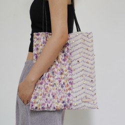 Handmade cloth bag, small floral sequin splicing, single shoulder handbag