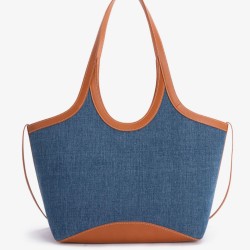 Denim tote bag in contrasting commuter shoulder bag
