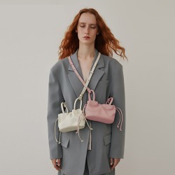 Mini women's bag, crossbody bag, underarm leather bucket bag