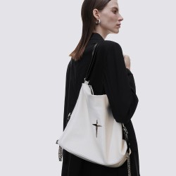 Chain leather bag women's backpack