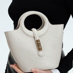 Cowhide hand-held bucket bag female niche sense of luxury