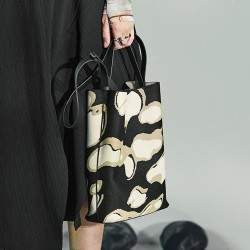 Cowhide Handheld Knitted Pattern Shoulder Bag