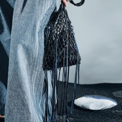 Drawstring woven fashionable hand-held crossbody shoulder bag