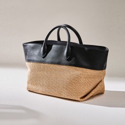 Large capacity casual hand-held grass woven tote bag