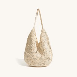 Woven bag Crochet shoulder bag Mori Hollow cotton thread beach bag Holiday Tote bag