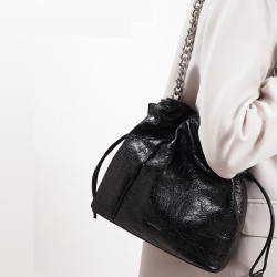 Bucket bag leather crossbody chain bag for women