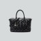 Black leather woven bag, handbag, large capacity tote bag, women's crossbody bag
