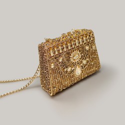 Evening Bag Gold Rhinestone Clutch Bag  Women's Handbag Chain Crossbody Bag