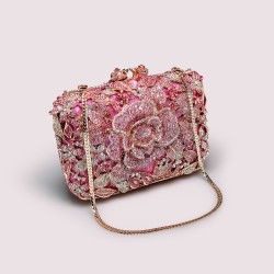 Evening bag Rhinestone Clutch Full Diamond Flower Handbag Mini Banquet Bag Box Clutch