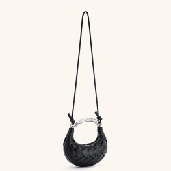 Leather woven handbag, crossbody bag